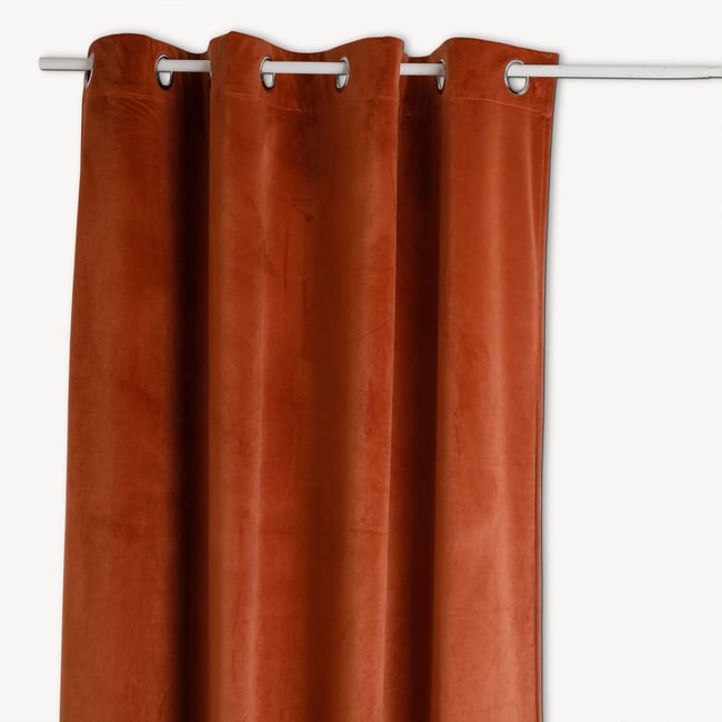 Rideau occultant en velours à 8 œillets DOLCE rouge <span itemprop=