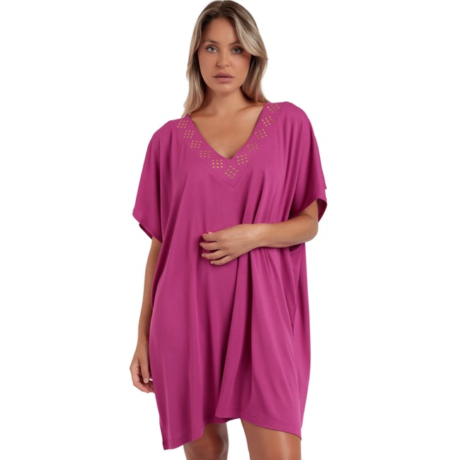 Robe estivale manches courtes Swim Studs fuchsia <span itemprop=