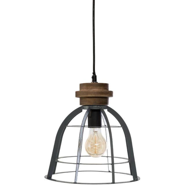 Suspension métal et bois BERRY Couleur gris <span itemprop=
