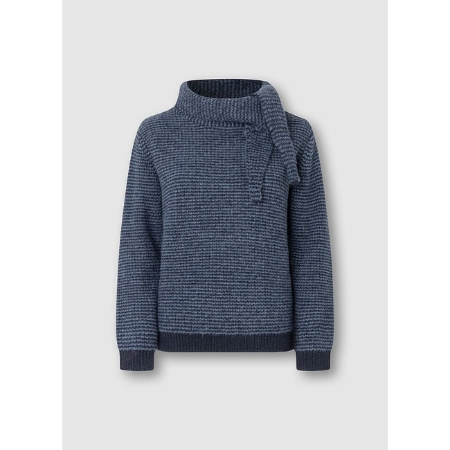 Langärmeliger Pullover mit Bindekragen blau <span itemprop=