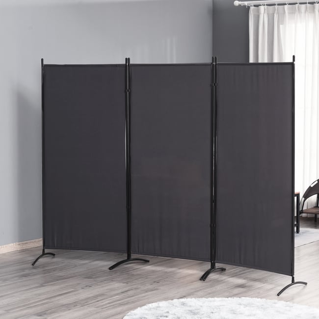 Paravent Pliable 3 Panneaux 260x180 Cm - Anthracite, Pour Intérieur Et Extérieur (jardin, Balcon, Terrasse) - Brise-vue Et Séparateur D'espace - 12
