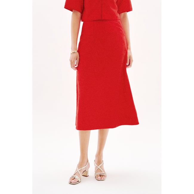 Jupe évasée fluide DIANA rouge <span itemprop=
