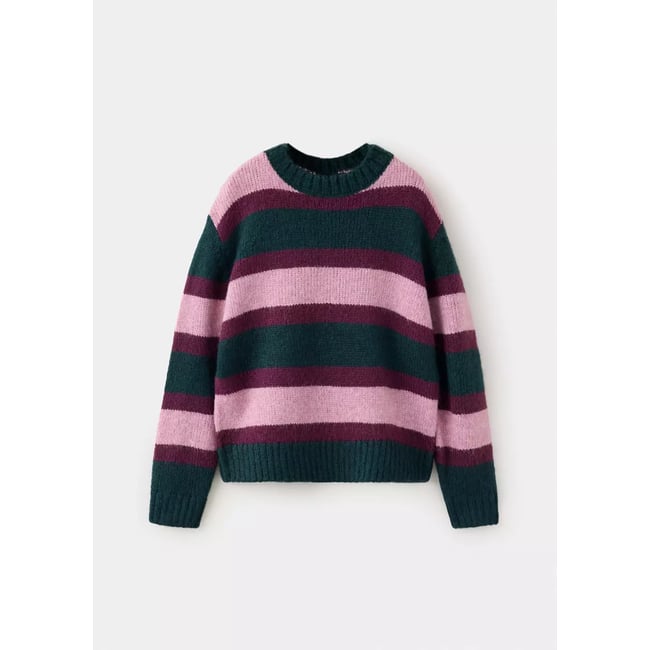 Pull-over en maille à rayures vert foncé <span itemprop=