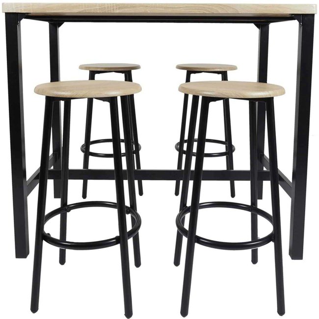 Ensemble table mange debout avec 4 tabourets Loka Couleur noir <span itemprop=