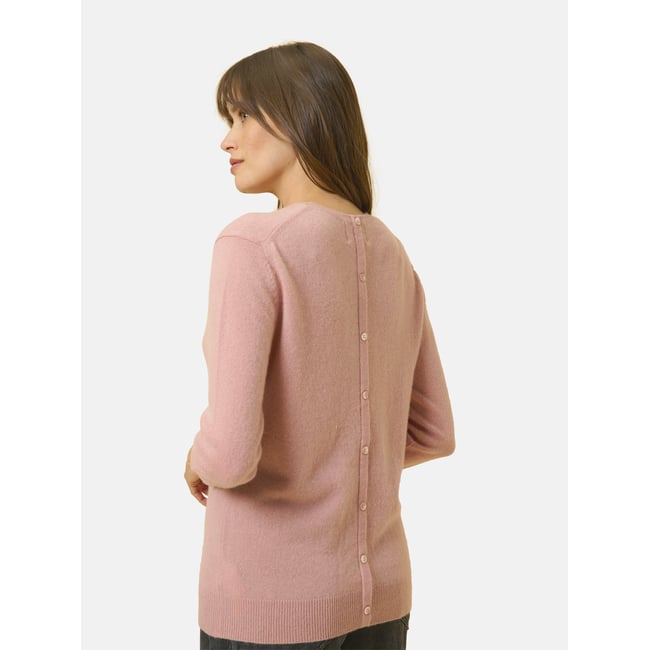 Pull Col Rond Boutonné Dos Bois De Rose Janice rose <span itemprop=