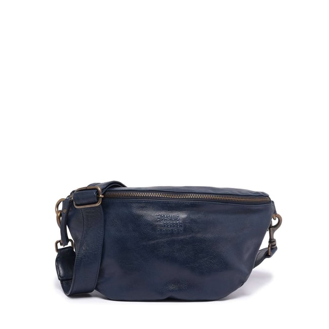 Sac banane Cow cuir blue <span itemprop=