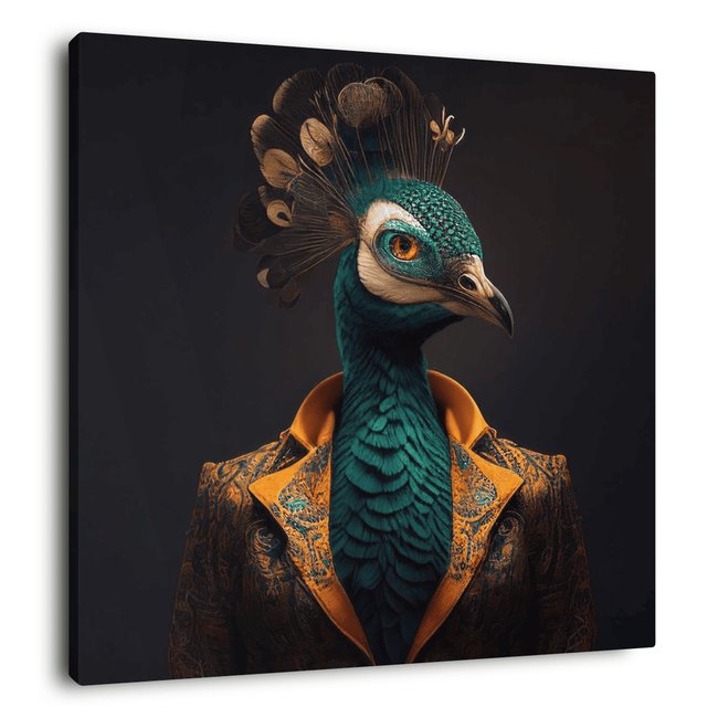 Tableau Mural Paon Humain INSOLITE Couleur tableaux sur toile-noir <span itemprop=