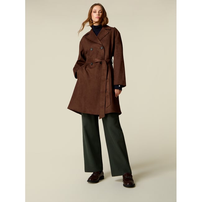 Trench double boutonnage avec ceinture marron <span itemprop=
