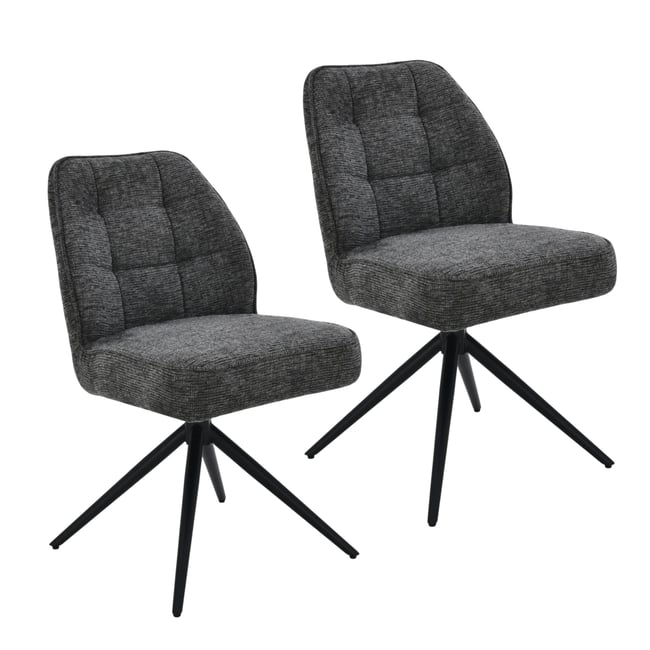 Chaise pivotante en tissu, assise épaisse (lot de 2) LUGANO - PIER IMPORT