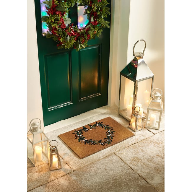 Christmas Mistletoe Heart Coir Doormat, multi-coloured, MY MAT