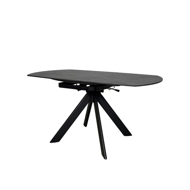 Table modulable en céramique 150 cm LOMBARDIE Couleur marbre noir <span itemprop=