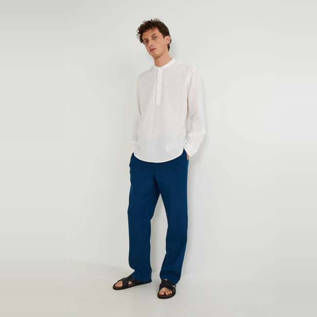 Pantalon élastiqué en lin - MONOPRIX
