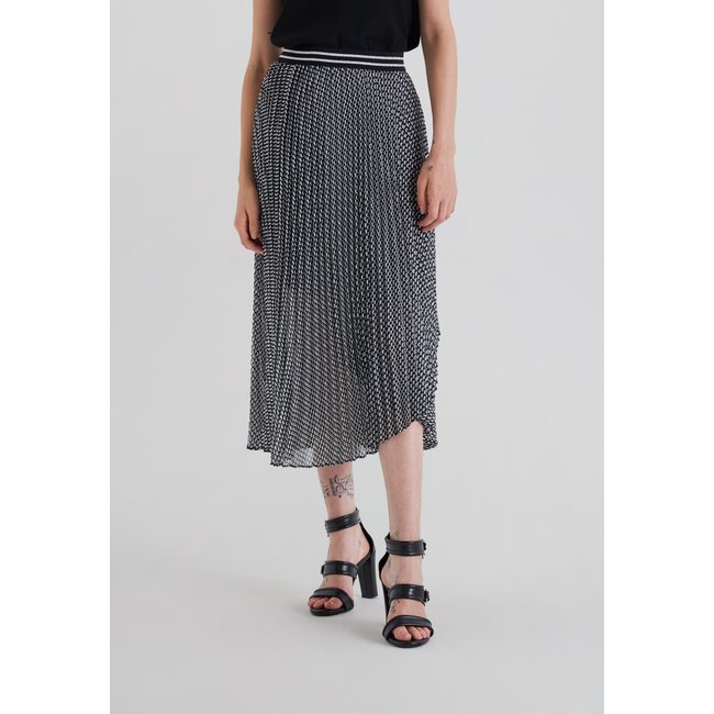 Jupe midi plissée imprimé cravate noir <span itemprop=