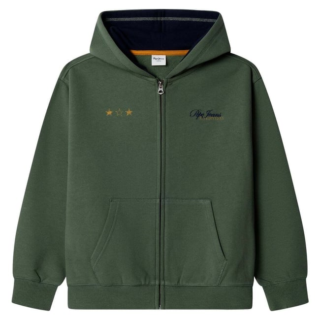 Sweat À Capuche Et Fermeture Éclair Coupe Décontractée vert pin <span itemprop=
