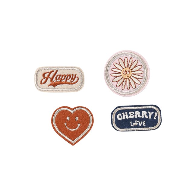 Lot de 4 badges thermocollants rose poudré <span itemprop=