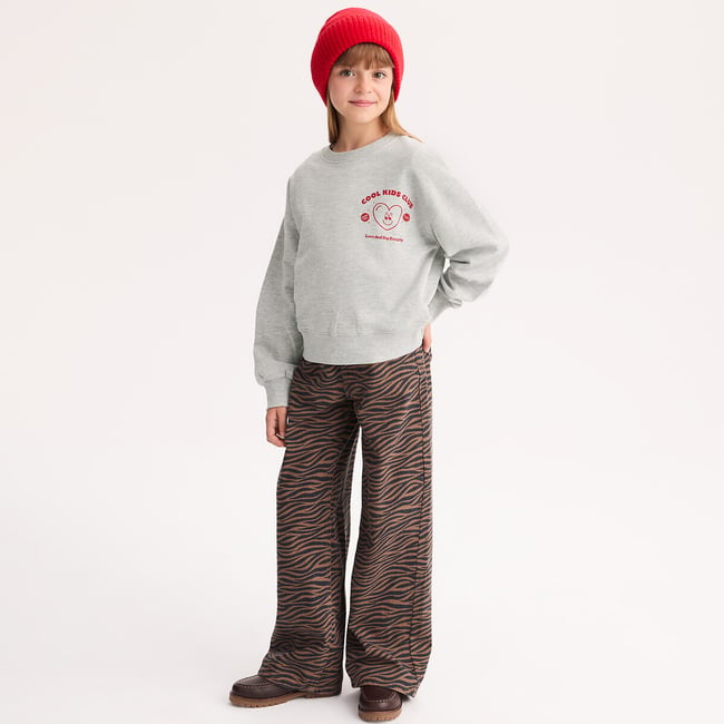 Pantalon large, motif zébré imprimé zèbre <span itemprop=