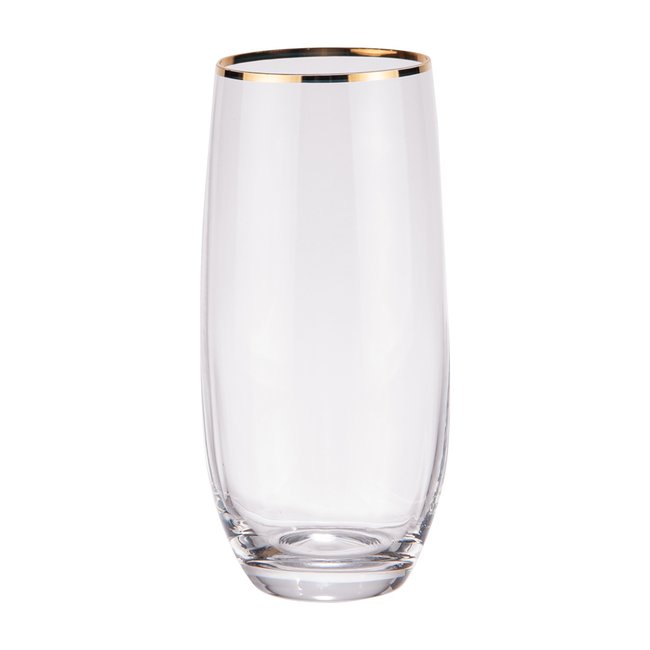 Boite de 6 gobelets hauts Waterfall filet or 35 cl Couleur transparent / cristal <span itemprop=