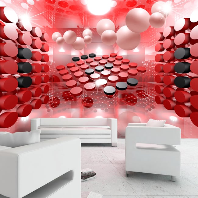 Papier peint intissé panoramique Abstractions Playing in red and black Couleur noir <span itemprop=