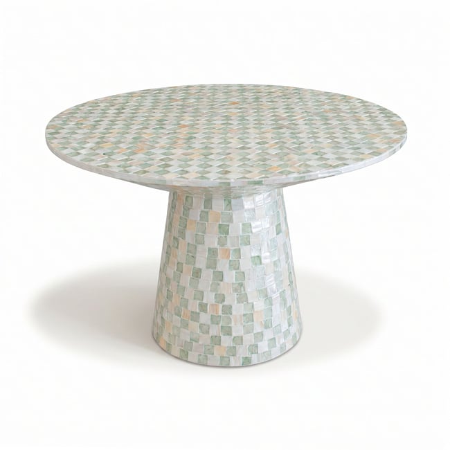 Table basse en coquille de Capiz, ZINA Couleur vert <span itemprop=