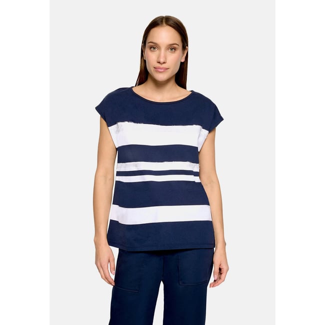 Haut casual à rayures horizontales bleu/blanc <span itemprop=