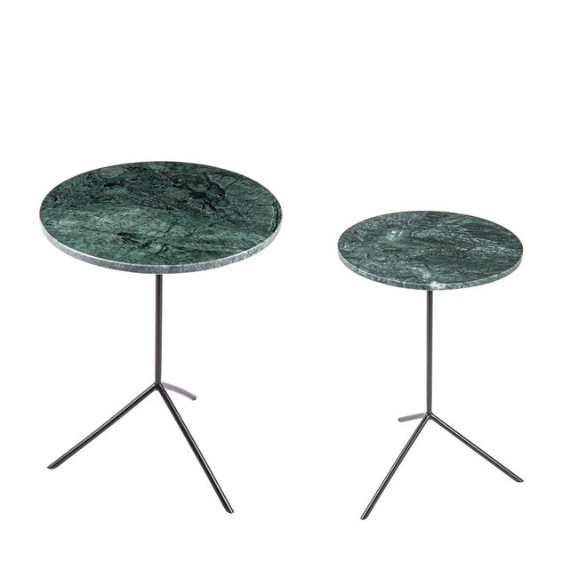 Set de 2 tables basses rondes  es en marbre Couleur vert <span itemprop=