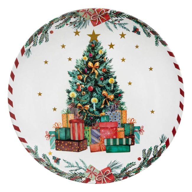 Assiette présentation Père Noël D33 cm Couleur blanc <span itemprop=