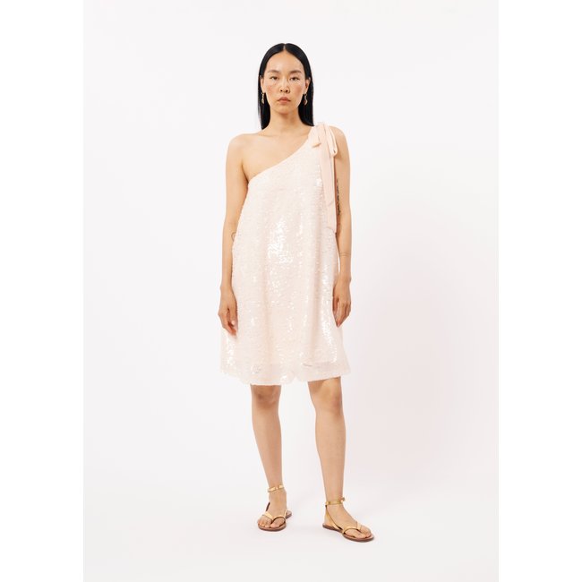 Robes col V ARIANE beige crème <span itemprop=