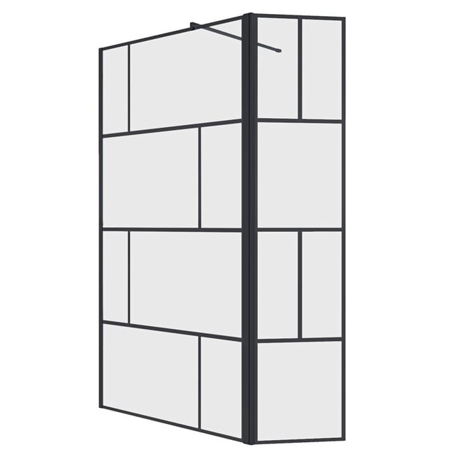 Paroi de douche sérigraphiée avec volet pivotant en verre trempé anticalcaire noir <span itemprop=
