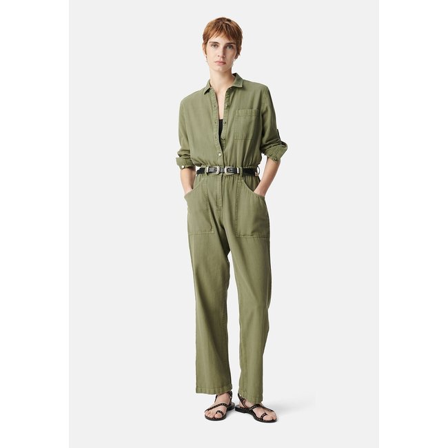 Mono pantalón de manga larga caqui <span itemprop=