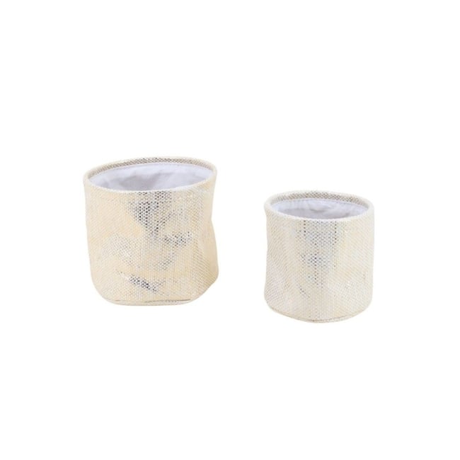 Lot de 2 paniers ronds en coton 15,5x13cm Couleur doré <span itemprop=