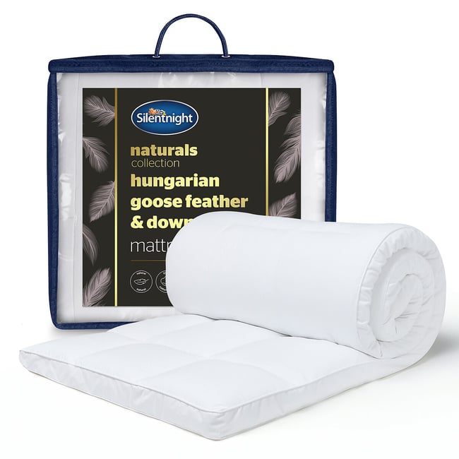 Hungarian Goose Feather Down Mattress Topper , white, SILENTNIGHT