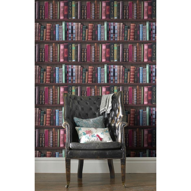 Papier peint Bibliothèque de livres Couleur multicolore <span itemprop=
