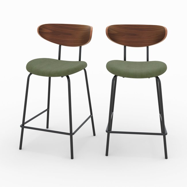 Lot de 2 chaises pour îlot central en velours côtelé 64.5 cm - JADE - MAISON PAVANE