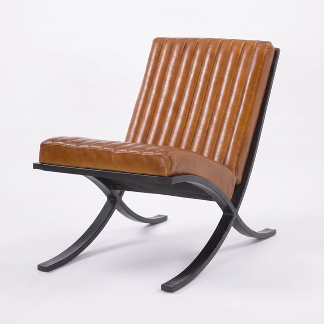 Fauteuil en cuir de buffle - GUSTAVE Couleur marron <span itemprop=