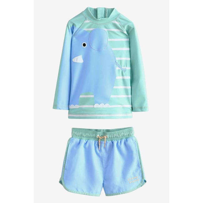 Maillot de bain et short, ensemble éléphant vert menthe <span itemprop=
