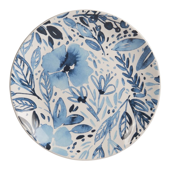 Assiette à dessert Jardin bleu 21,5 cm (lot de 6) Couleur blanc <span itemprop=