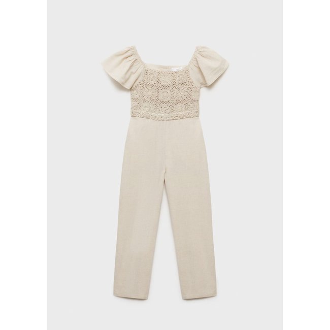 Combinaison détail crochet gris clair/pastel <span itemprop=