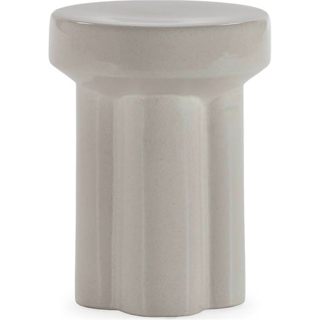 Tabouret céramique cannelé sculptural Couleur blanc <span itemprop=