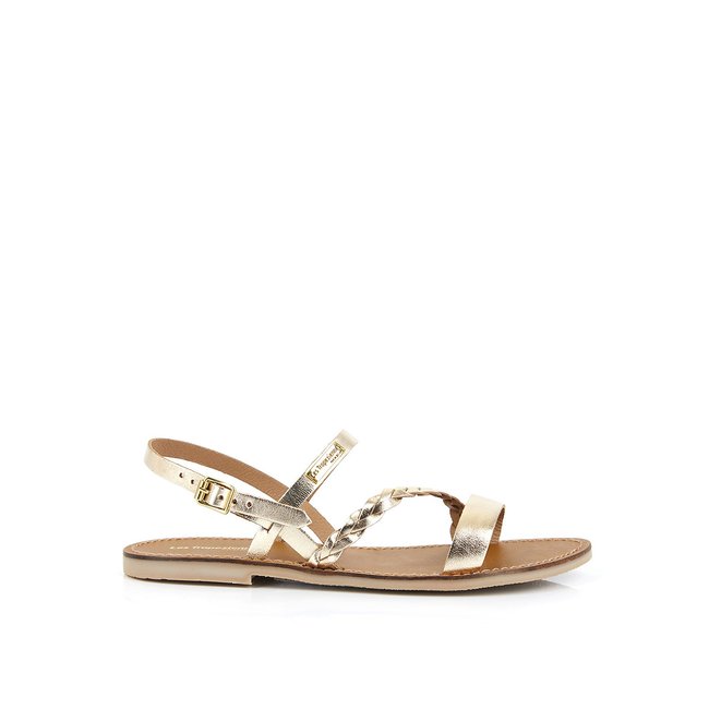 Sandales cuir Batresse or <span itemprop=