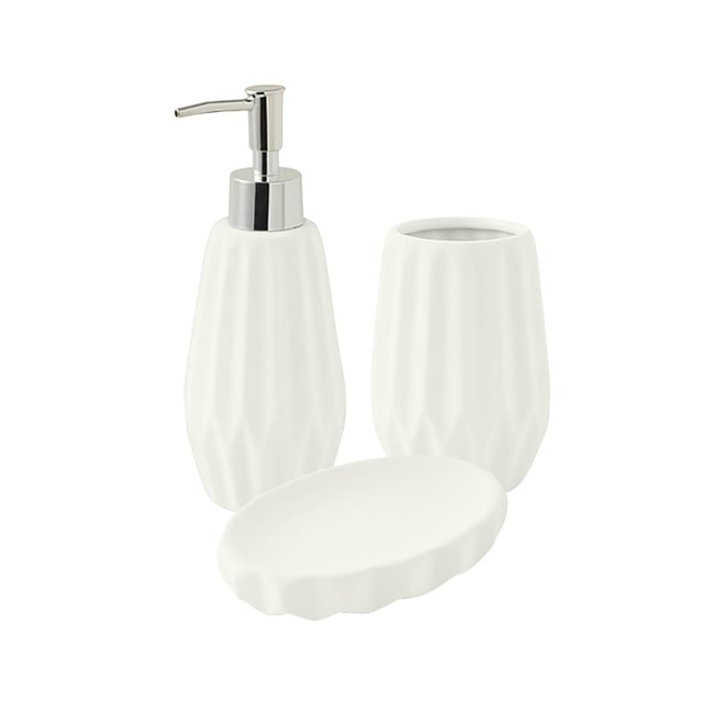 Set salle de bain à relief 3 pièces céramique FACETTE - GUY LEVASSEUR