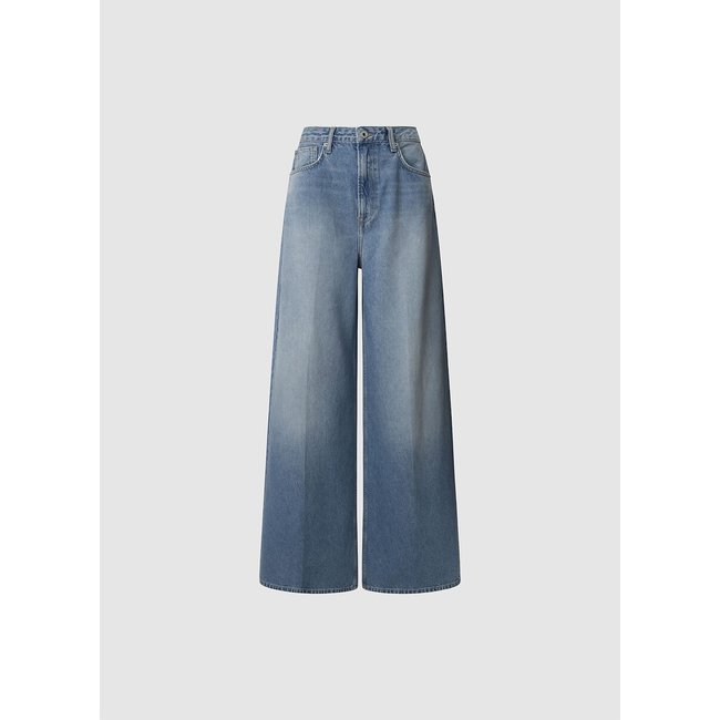 Jean large taille très haute JAIMY med blue rigid denim <span itemprop=