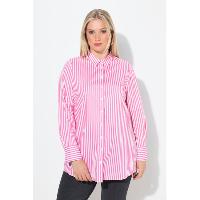 Chemisier à rayures, matière stretch flamant <span itemprop=