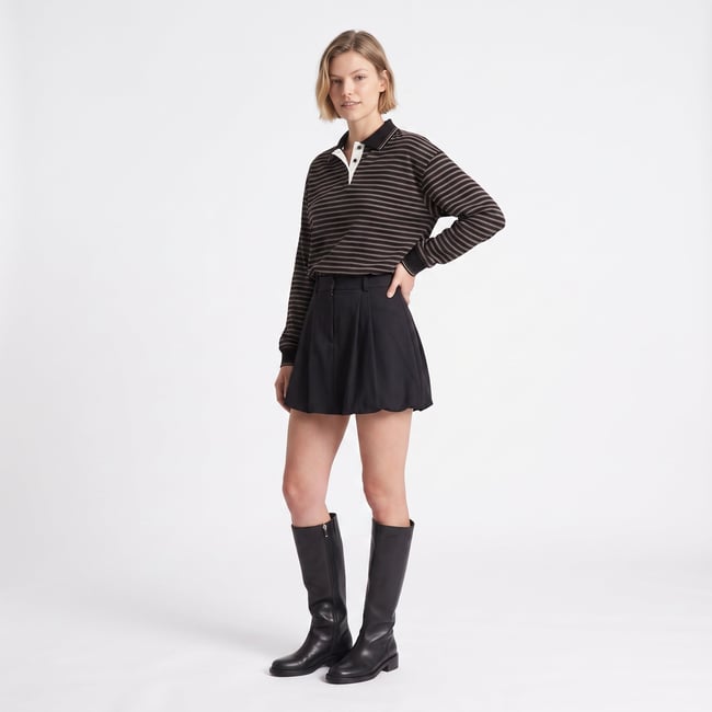 Jupe courte femme plissée évasée CLELIA d-gray <span itemprop=