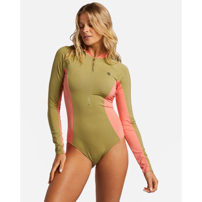 KOCAN Combinaison Néoprène Femme Manches Longues Séchage Rapide - Maillot Une Pièce Protection UV Sports Nautiques Été Surf Plongée