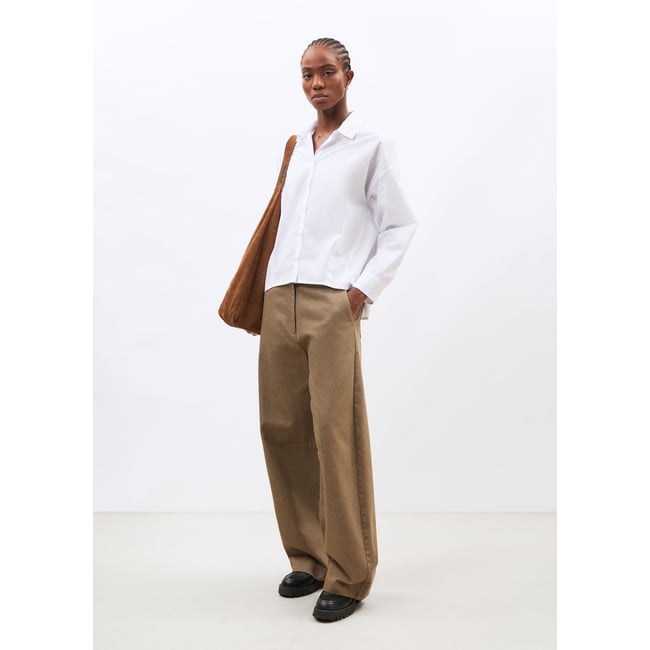 Chemise manches longues en popeline de coton blanc <span itemprop=
