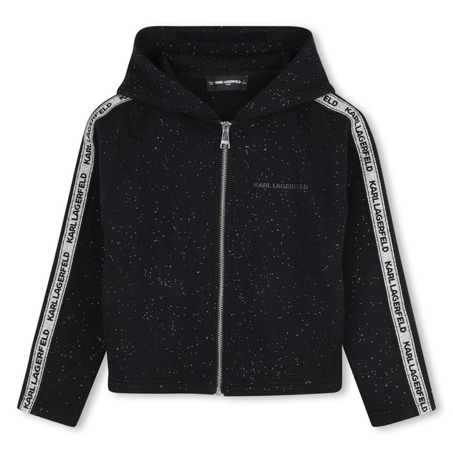 Cardigan à capuche noir argent <span itemprop=