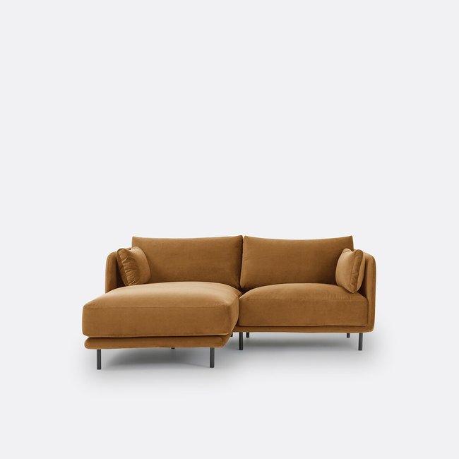 Victor Compact Left-Hand Facing Corner Sofa in Velvet - LA REDOUTE INTERIEURS