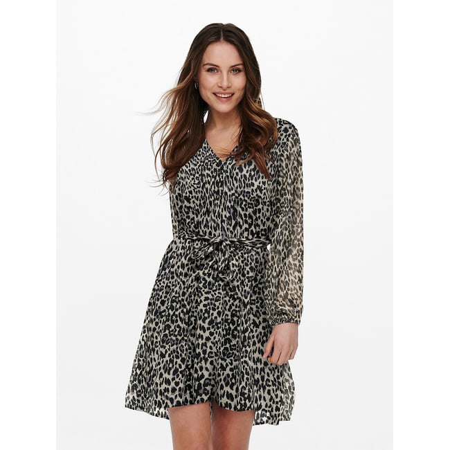 V-Neck Mini Dress, leopard print, ONLY