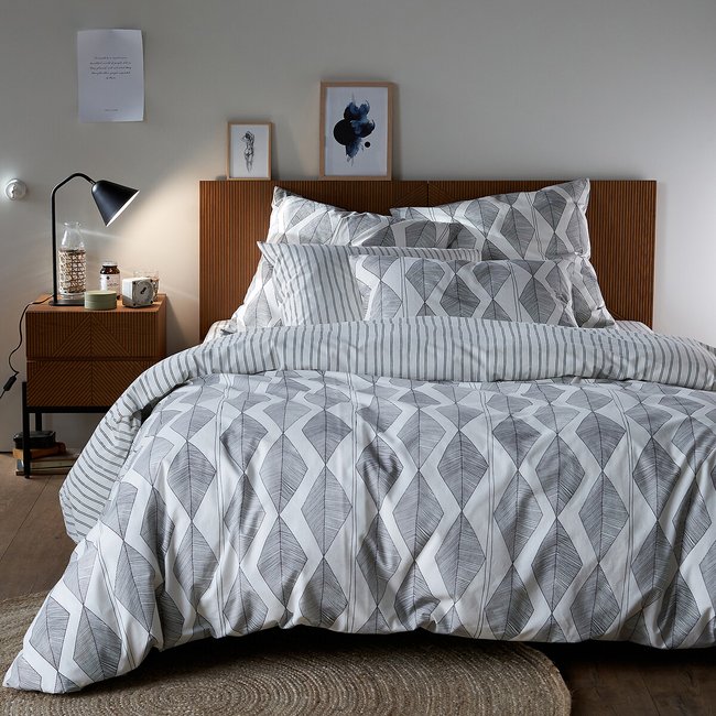 Assane Geometric 100% Washed Cotton Reversible Duvet Cover printed LA REDOUTE INTERIEURS