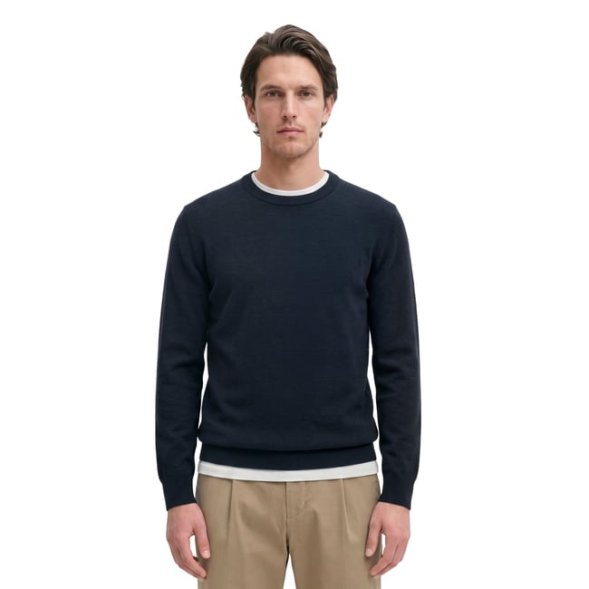 Pull-over regular en doux mélange de coton et de laine vierge bio - MARC O'POLO